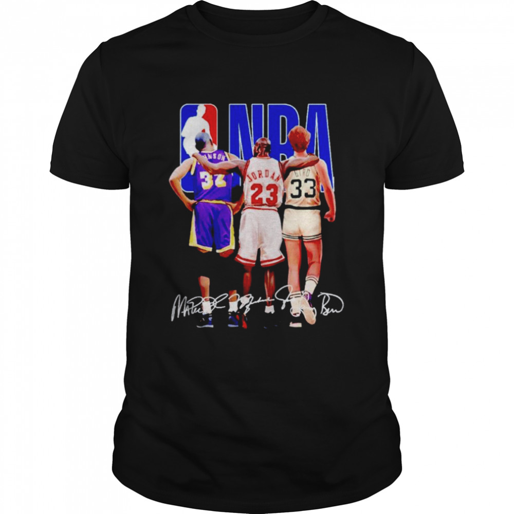 NBA Johnson Michael Jordan Larry Bird signatures shirt Classic Men's T-shirt