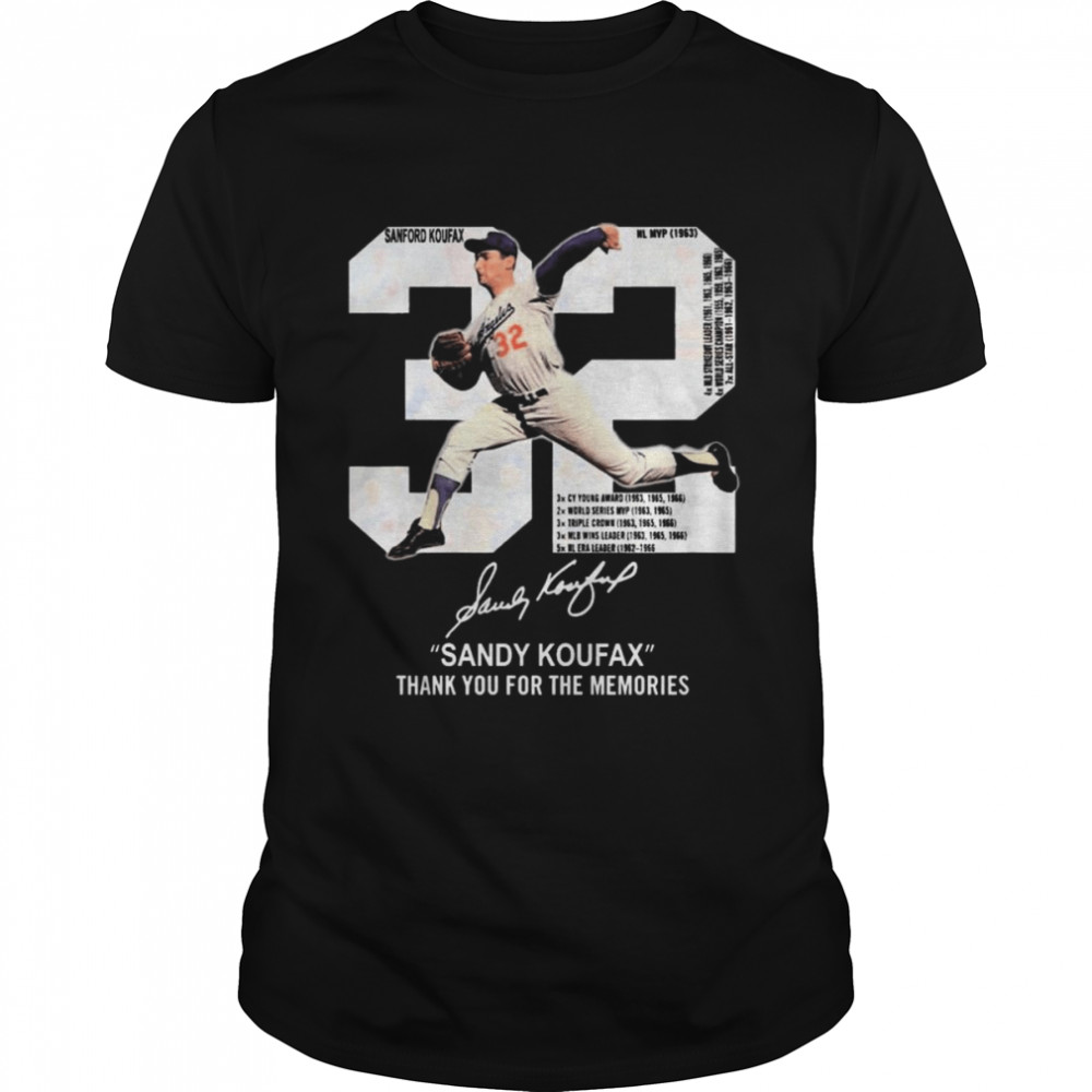 NL MVP 32 Sandy Koufax Signatures Thank You For The Memories  Classic Men's T-shirt