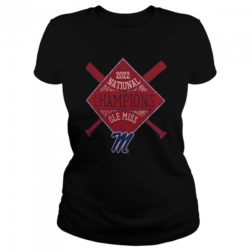 Ole miss rebels 2022 ncaa cws baseball cross bat national champs shirt Classic Women's T-shirt