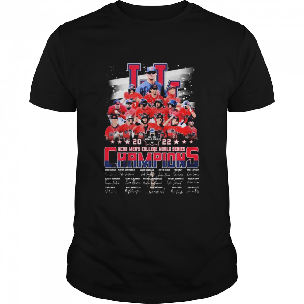 Ole Miss Rebels Baseball Team 2022 NCAA Men’s CWS Champions Signatures  Classic Men's T-shirt