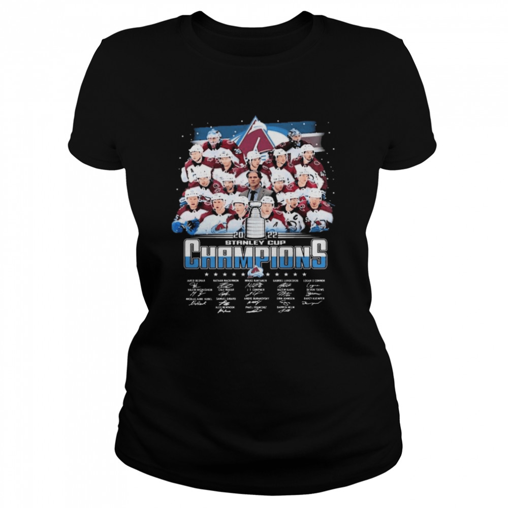 The Avalanche Hockey 2022 NHL Stanley Cup Champions Signatures  Classic Women's T-shirt