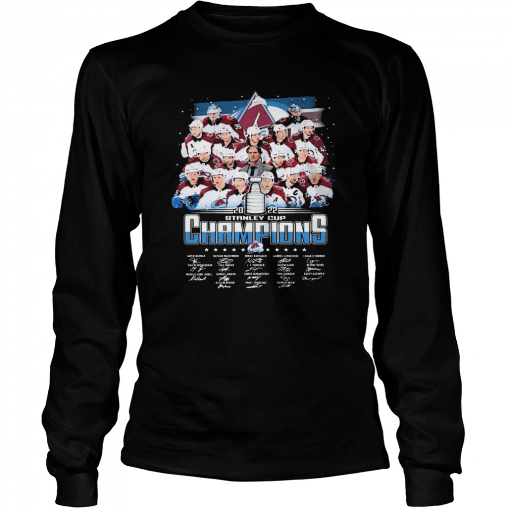 The Avalanche Hockey 2022 NHL Stanley Cup Champions Signatures  Long Sleeved T-shirt