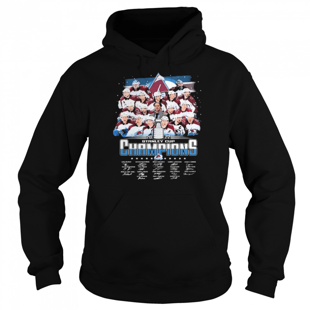 The Avalanche Hockey 2022 NHL Stanley Cup Champions Signatures  Unisex Hoodie