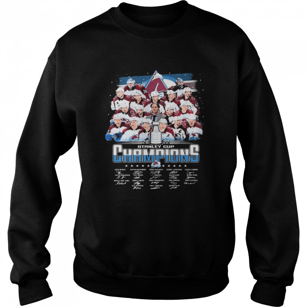 The Avalanche Hockey 2022 NHL Stanley Cup Champions Signatures  Unisex Sweatshirt